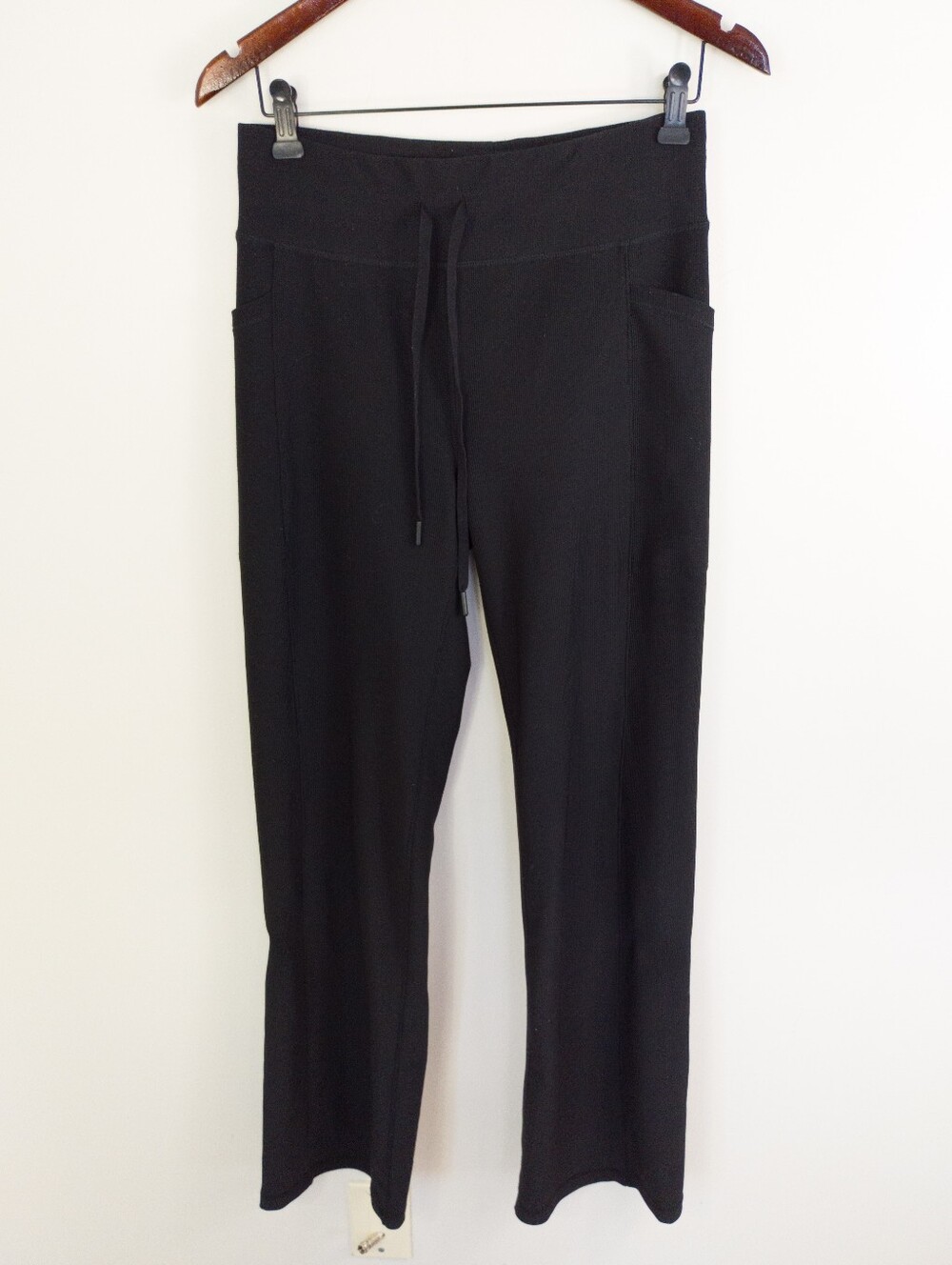 32 Degrees Cool Black Ribbed High Rise Active Flare Pants Medium